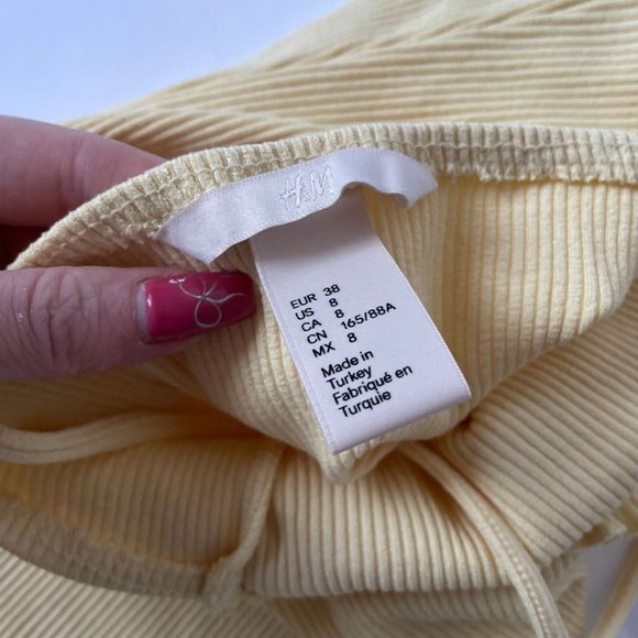 Ribbed Yellow Spaghetti Strap Tank with Frill - Size 8 - Picture 3 of 5